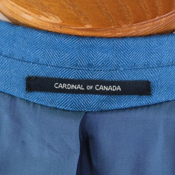 Cardinal of Canada NWT Wool / Silk Sport Coat Size 40S US In Blue Herringbone